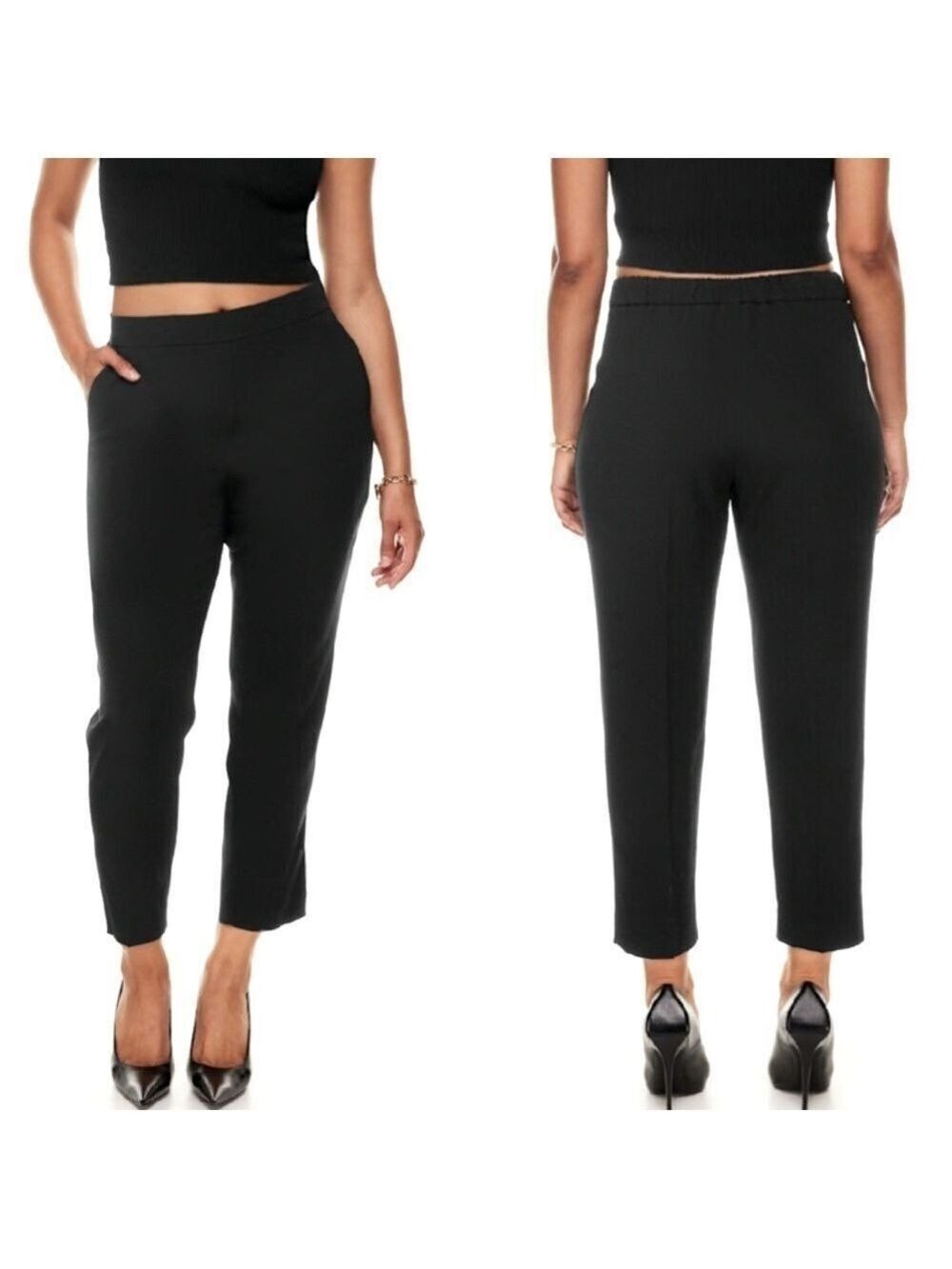 Aritzia Babaton Conan Cropped Pants Crepe  Mid Rise Trousers in Black Size 6